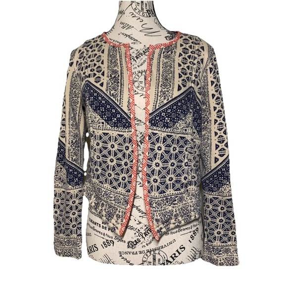 Lucky Brand Jackets & Blazers - Lucky Lotus Lucky Brand 100% Cotton Open Front Bohemian Jacket Sz M